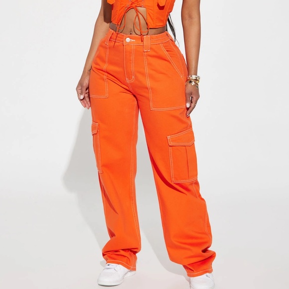 Orange Cargo Pants - Picture 1 of 7